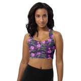 Women's Longline "Purple Flower" Sports Bra