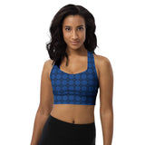Women's "Dark_Cerulean" Box Longline Sports Bra