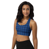 Women's "Dark_Cerulean" Box Longline Sports Bra
