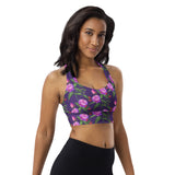 Women's Longline "Purple Flower" Sports Bra