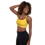 Women's Yellow Black-back Padded Sports Bra