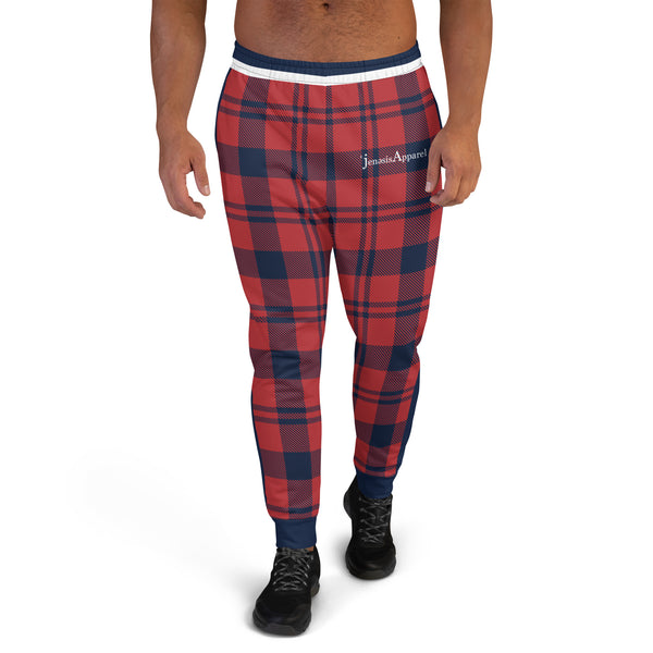 Men's Red & Blue Striped Joggers
