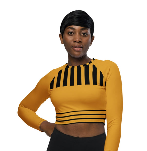 Women's "Buttercup Striped" Long-Sleeve Crop Top
