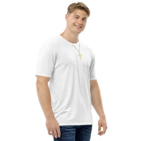 Men's "Gold" Resurrection Cross Tee' (White)