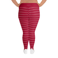 Women's CarmineStriped Plus Size Leggings