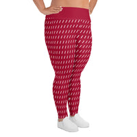 Women's CarmineStriped Plus Size Leggings