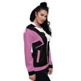 Women's Abstract Color-block Bomber Jacket