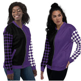 Women's "Purple & Black" Diamond Bomber Jacket