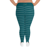 Women's TealStriped Plus Size Leggings