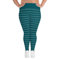Women's TealStriped Plus Size Leggings