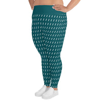Women's TealStriped Plus Size Leggings