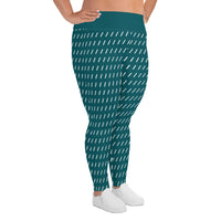 Women's TealStriped Plus Size Leggings