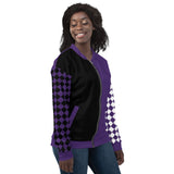 Women's "Purple & Black" Diamond Bomber Jacket