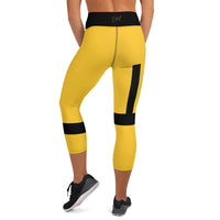 Women's Black-Striped Capri Leggings