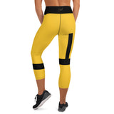 Women's Black-Striped Capri Leggings