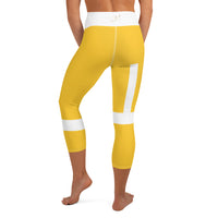 Women's White-Striped Capri Leggings