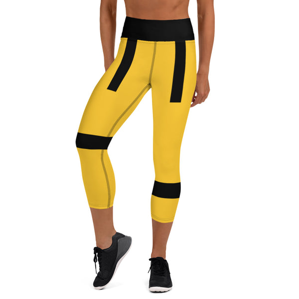 Women's Black-Striped Capri Leggings