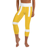 Women's White-Striped Capri Leggings