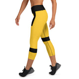 Women's Black-Striped Capri Leggings