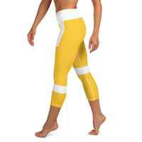Women's White-Striped Capri Leggings