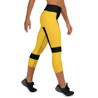 Women's Black-Striped Capri Leggings