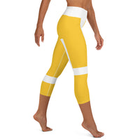 Women's White-Striped Capri Leggings